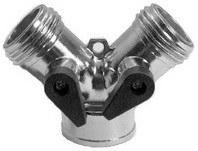Zinc Garden Hose Y Connector With Shut Off
